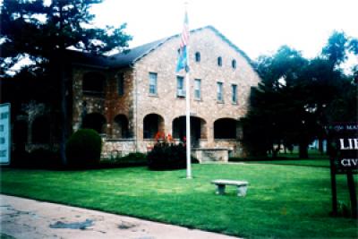 The outside front of the library building